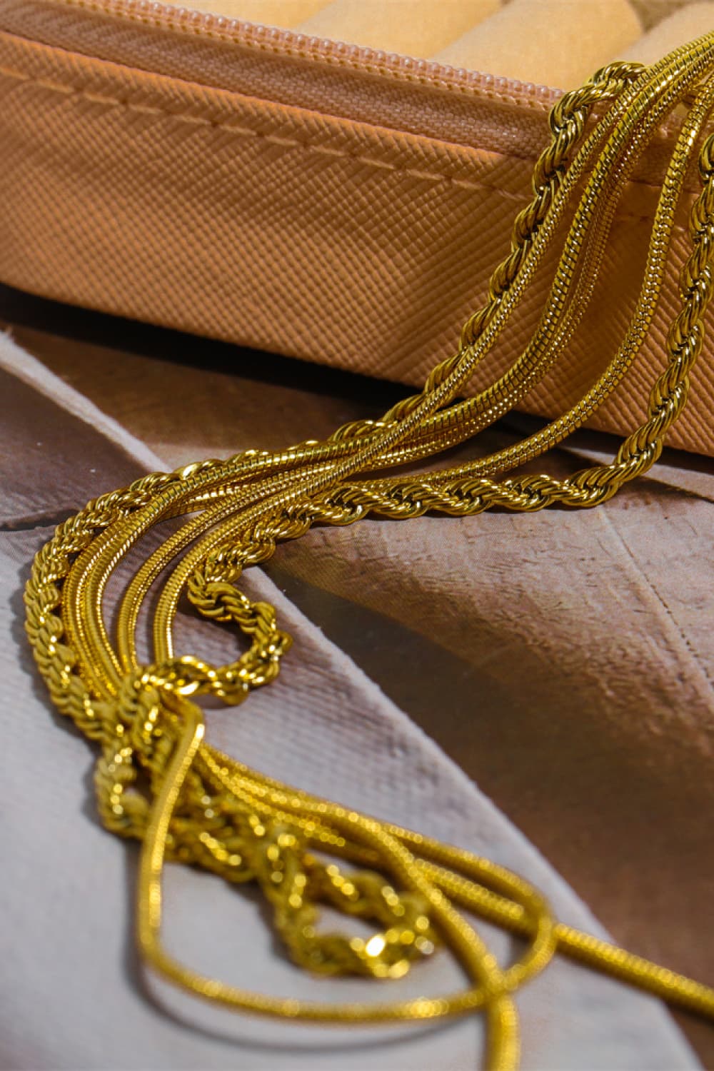 Stainless Steel 18K Gold Plated Triple Layer Necklace
