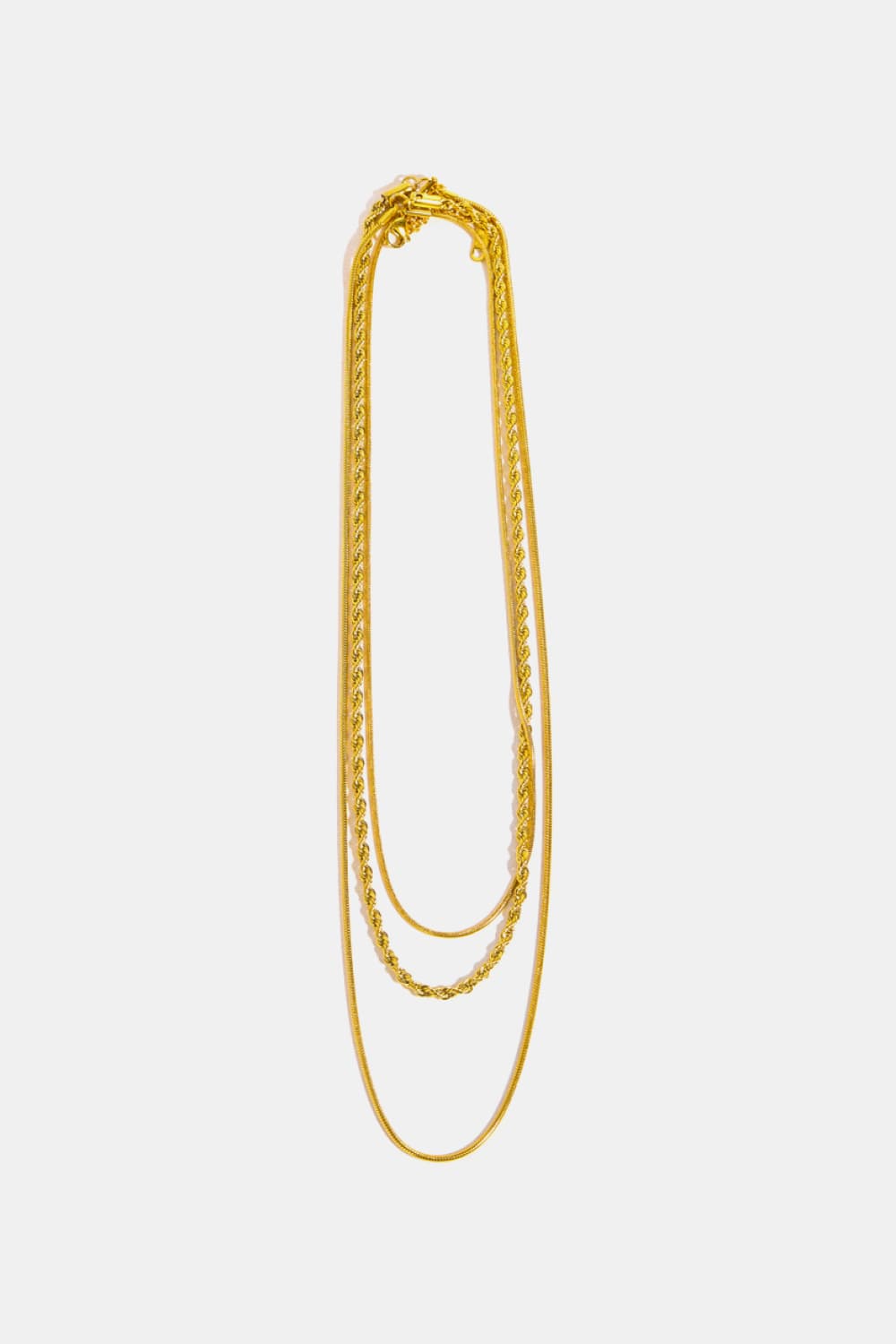 Stainless Steel 18K Gold Plated Triple Layer Necklace