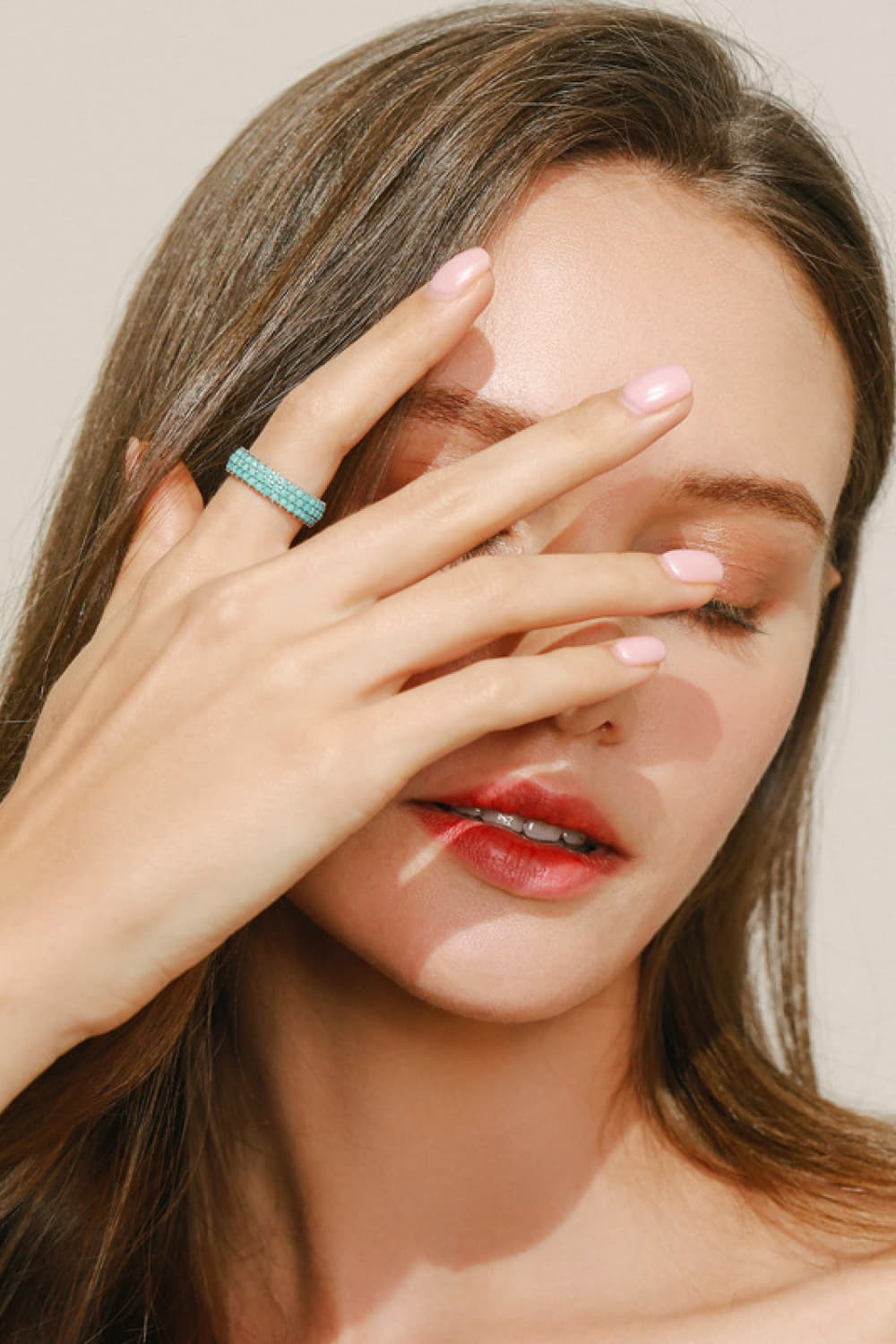 Artificial Turquoise Triple Row Ring