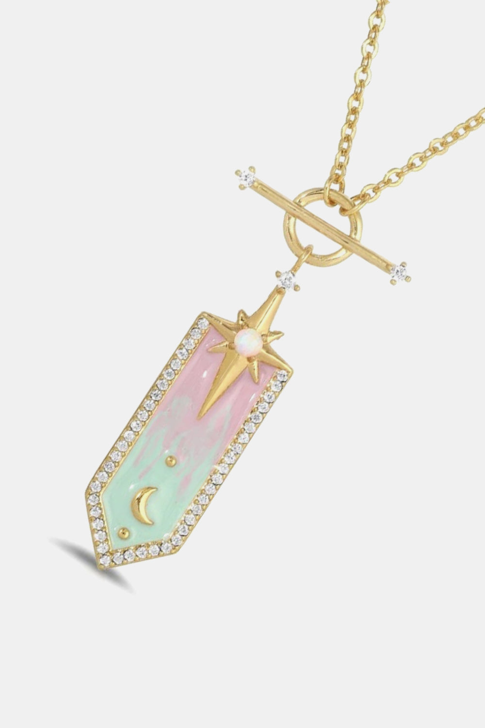 Star and Moon Pendant Copper Necklace