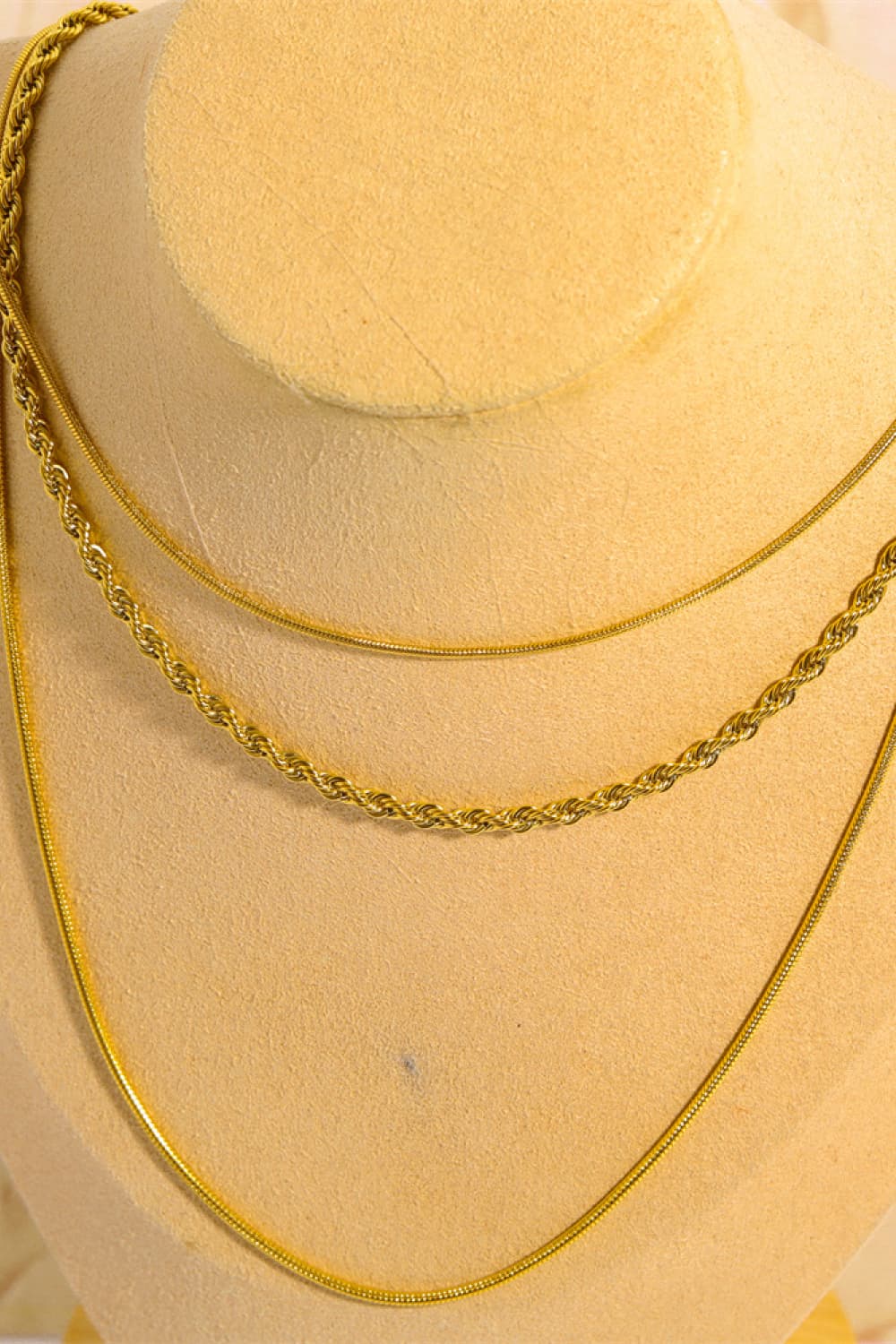 Stainless Steel 18K Gold Plated Triple Layer Necklace