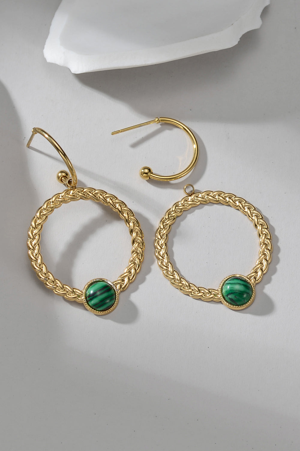 Malachite 18K Gold Plated Earrings